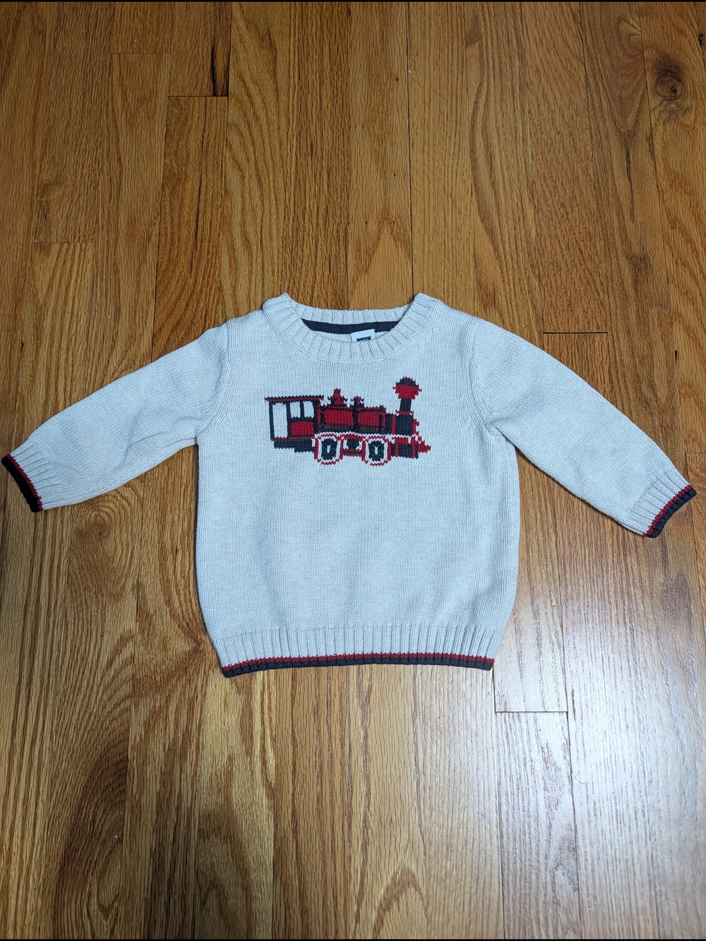 Janie and Jack Crewneck Sweater with Red Train - (Infant 6-12 mo)